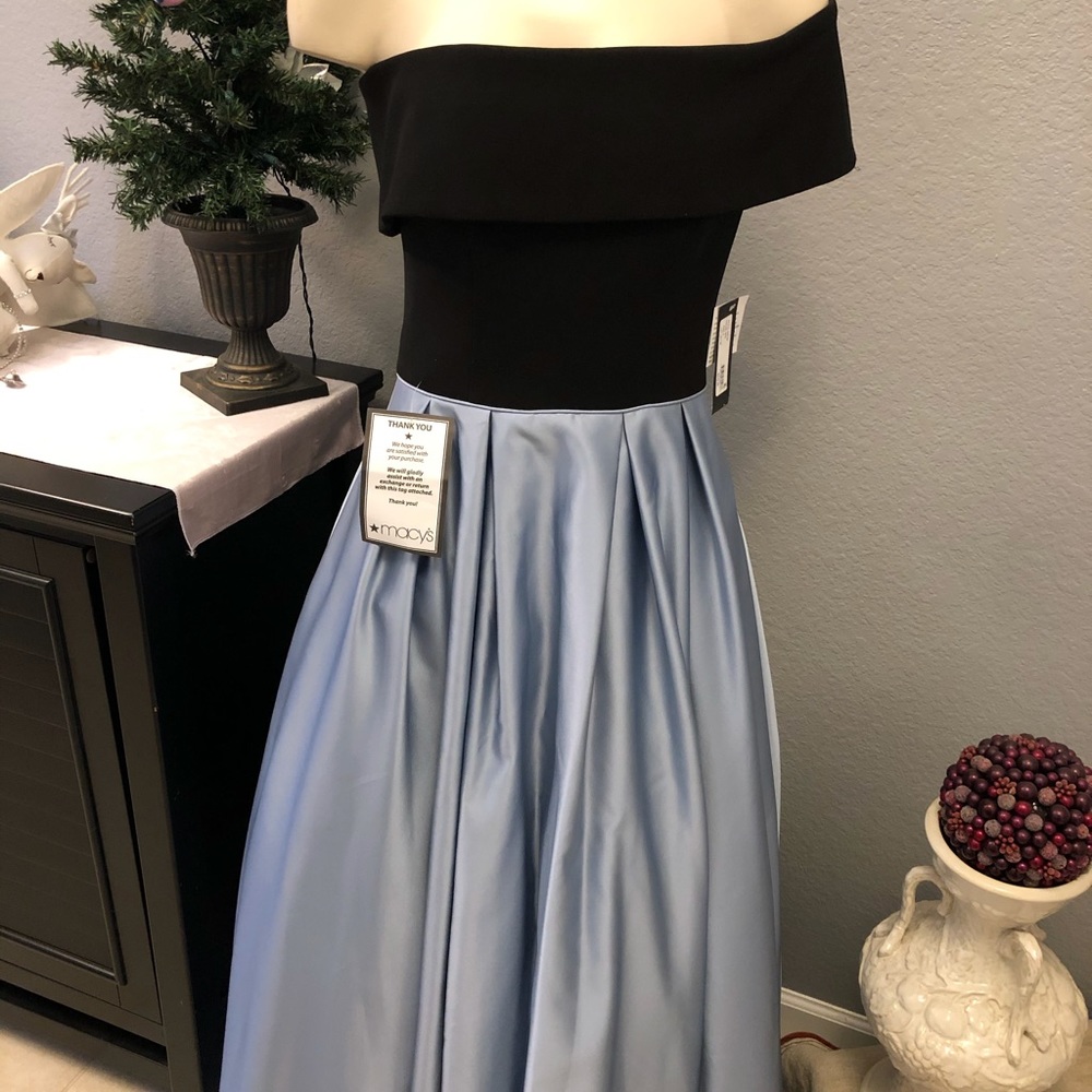 Long dress, spandex top with satin full skirt